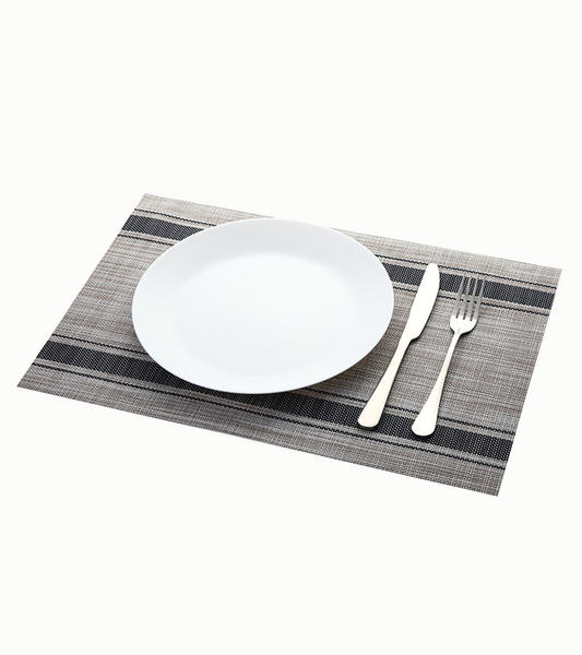特斯林餐垫网格黑咖色经典涤纶PVC桌布