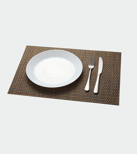 特斯林餐垫网格咖啡色经典涤纶PVC桌布