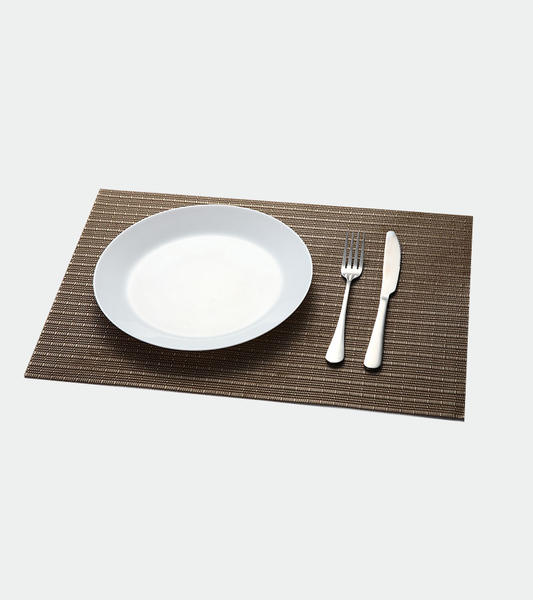 特斯林餐垫网格咖色经典涤纶PVC桌布