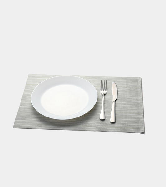 特斯林餐垫网格白灰色经典涤纶PVC桌布