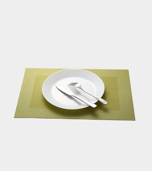 特斯林餐垫网格黄绿色经典涤纶PVC桌布