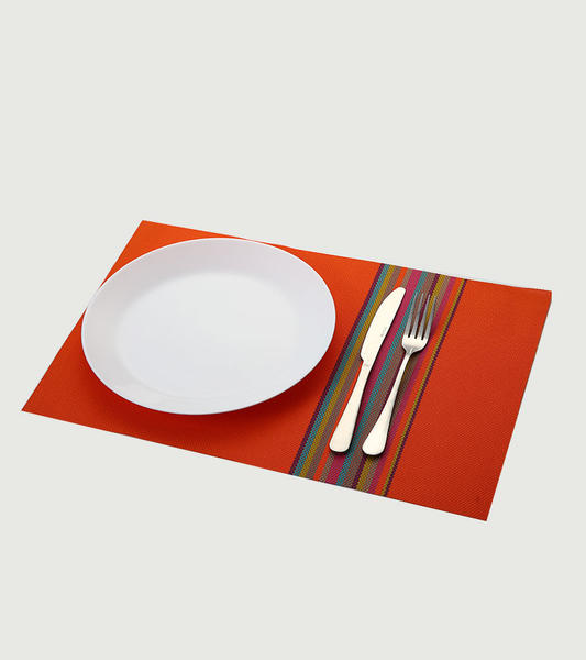 特斯林餐垫网格红色经典涤纶PVC桌布