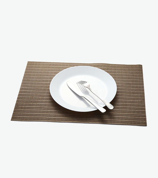 特斯林餐垫网格咖色拼接经典涤纶PVC桌布