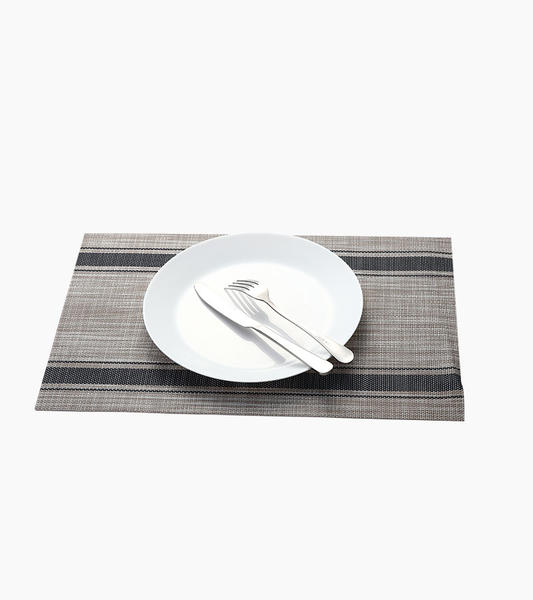 特斯林餐垫网格黑灰色经典涤纶PVC桌布