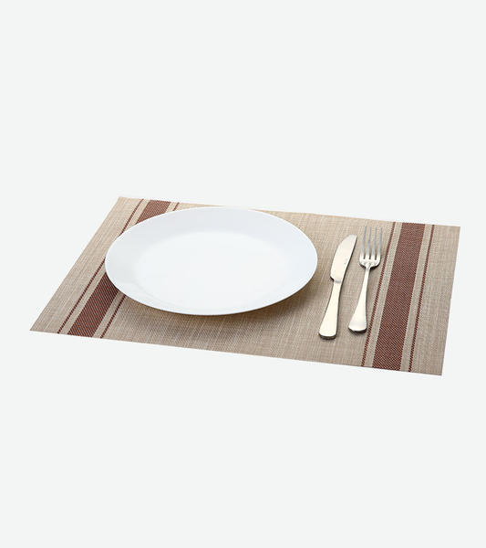 特斯林餐垫网格棕咖色经典涤纶PVC桌布