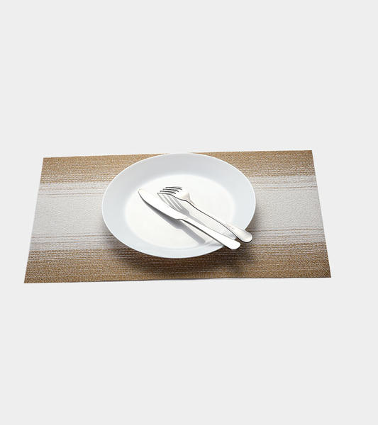 特斯林餐垫网格灰金色经典涤纶PVC桌布