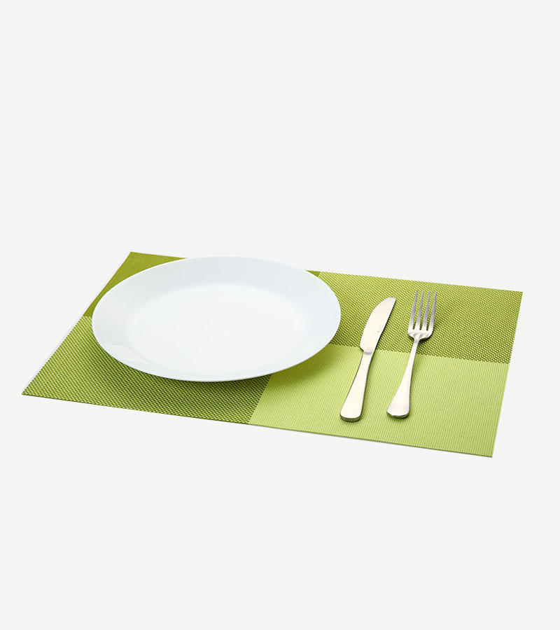 特斯林餐垫网格绿色经典涤纶PVC桌布