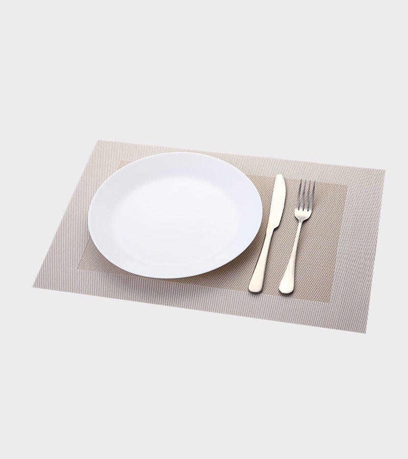特斯林餐垫网格棕色经典涤纶PVC桌布
